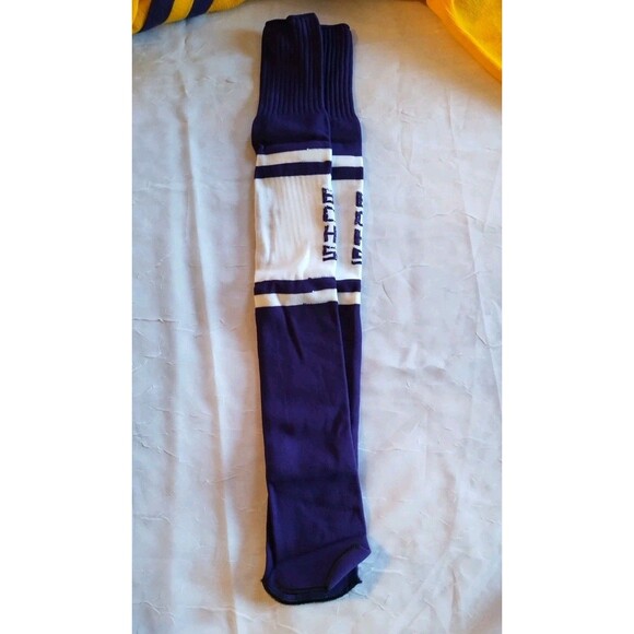 Dehen Knitting Co Vintage 1980s Cheerleading Sweater Gold Purple Size Large - Picture 7 of 10